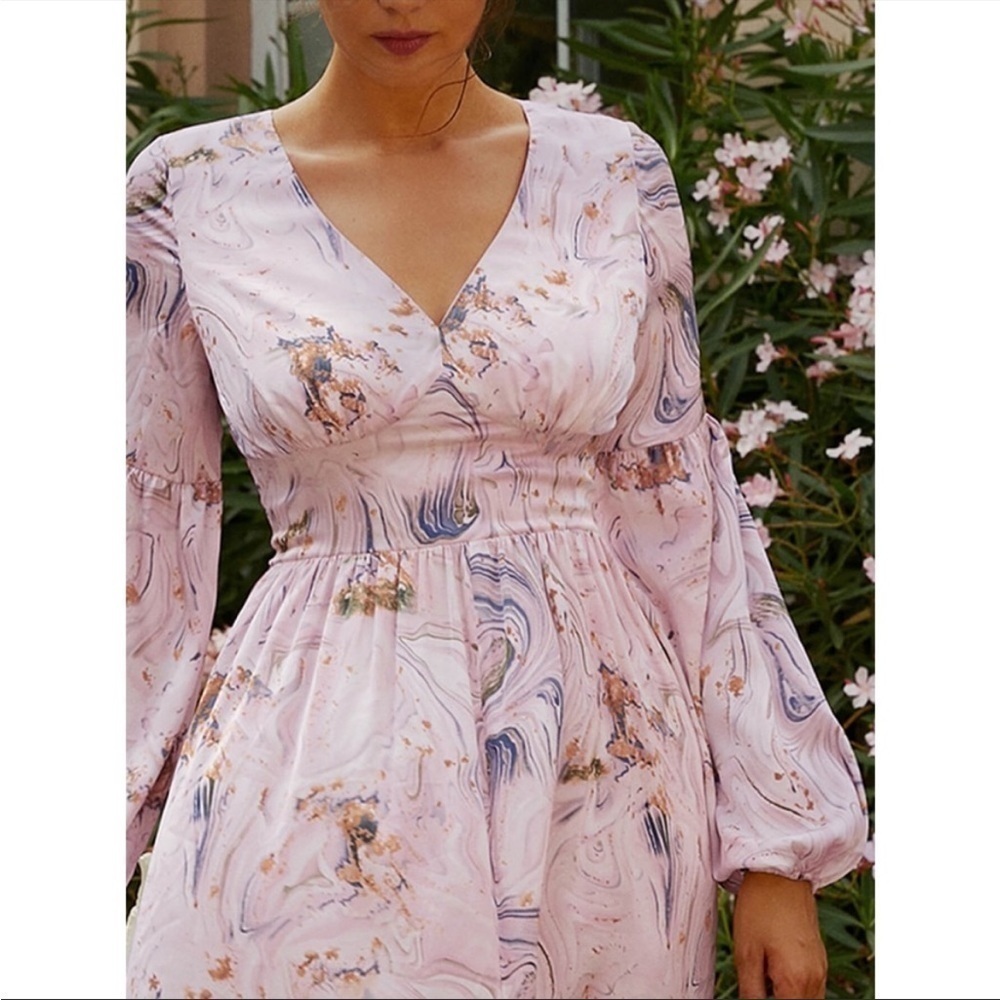 Miss Ord Printed Front V Neck Long Sleeve Maxi Dress. XL. NWT. - Picture 4 of 14